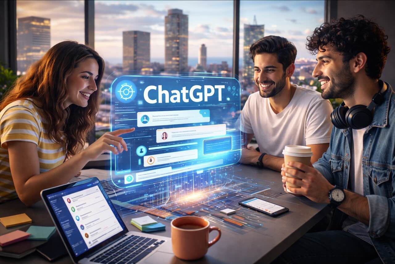 צעירים עובדים עם ChatGPT על מחשב נייד – מדריך גאט גי פי טי המלא 2026