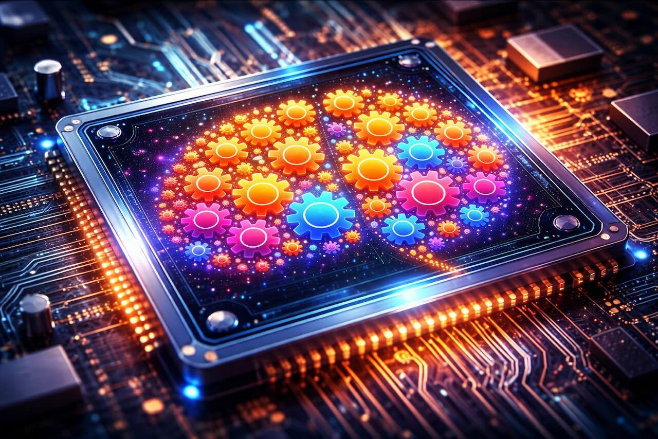 הדמיה של Claude AI כמוח דיגיטלי בתוך שבב מחשב מתקדם