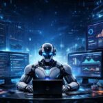 OpenClaw – סוכן בינה מלאכותית אוטונומי עובד מול מסכים עם קוד ונתונים בסביבת עבודה עתידנית