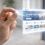 יצירת אתר אינטרנט באמצעות בינה מלאכותית בתנועת יד, המחשה ויזואלית של AI website builder