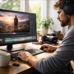 עריכת וידאו מקצועית במחשב עם תוכנת עריכה מתקדמת ויצירת תוכן דינמי