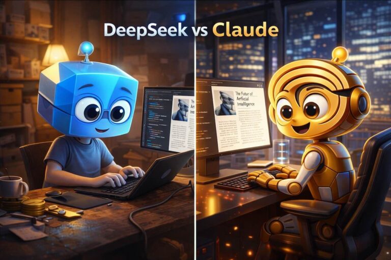 השוואה בין DeepSeek ל-Claude בעיצוב אנימציה המדגימה עבודה זולה מול עבודה פרימיום בבינה מלאכותית