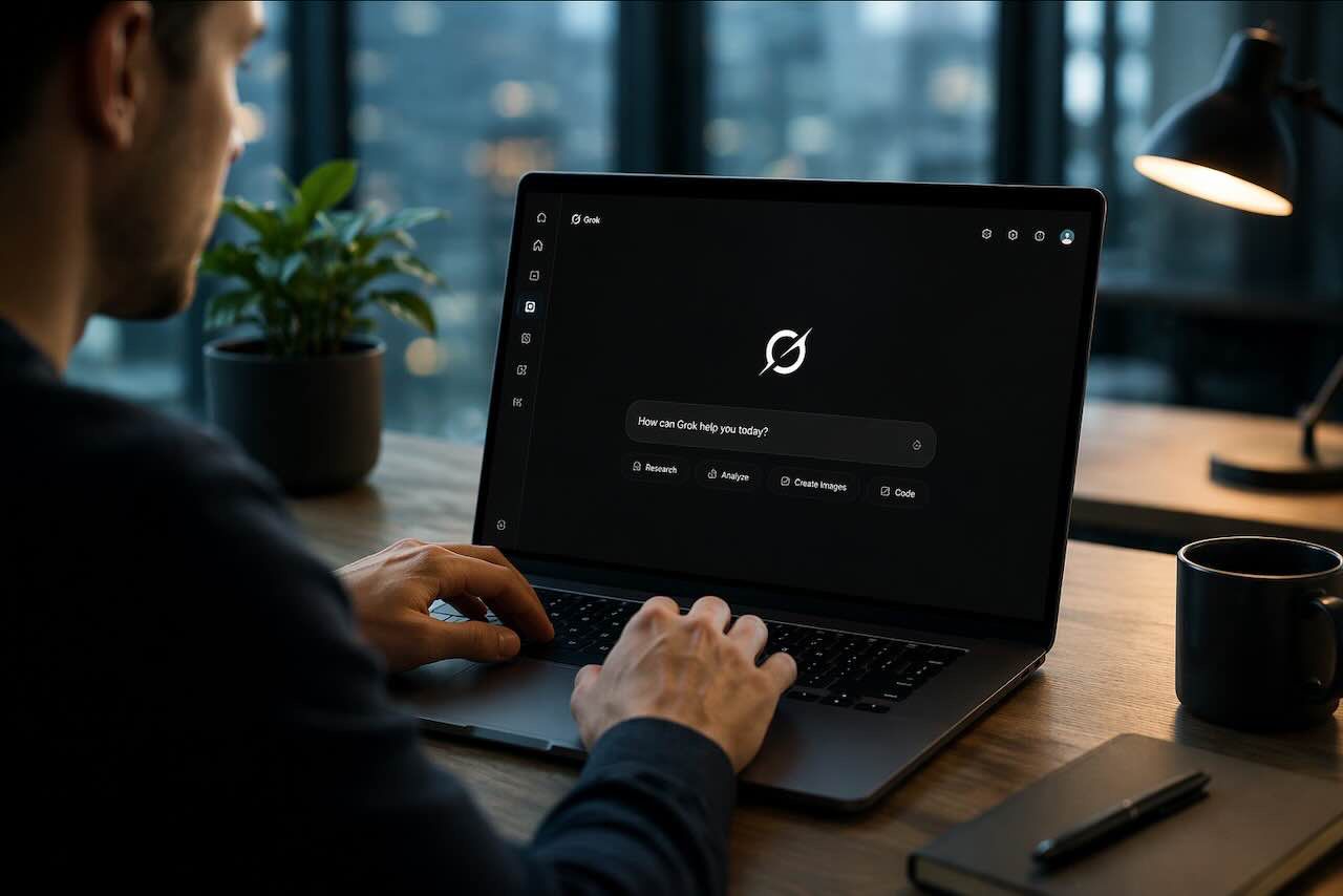 מדריך שימוש ב Grok של אילון מאסק על מחשב נייד עם ממשק AI