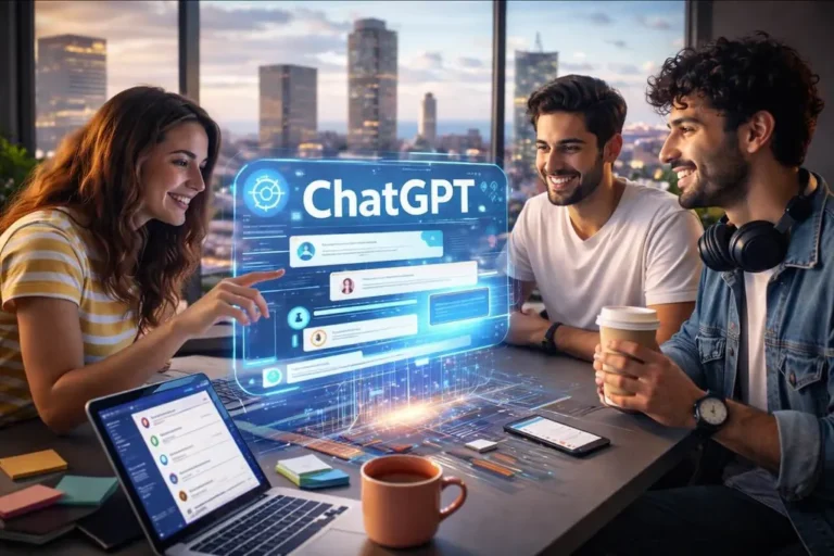 צעירים עובדים עם ChatGPT על מחשב נייד – מדריך גאט גי פי טי המלא 2026